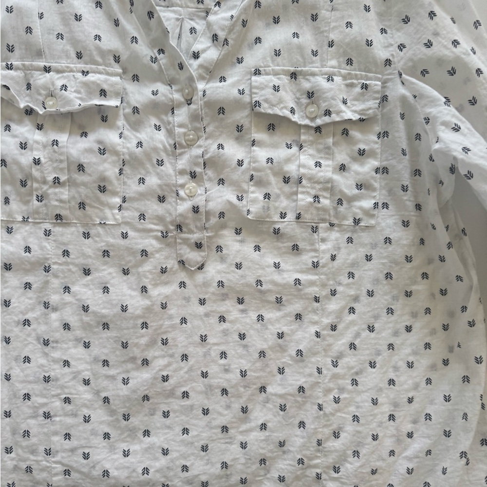 Eden & Olivia Coastal Navy Micro Print Cotton Blouse Large 🌸 - Picture 6 of 7